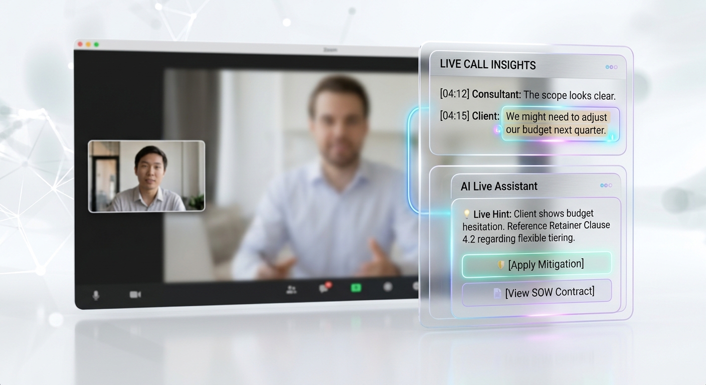 Live meeting insights and performance hints shown during a call